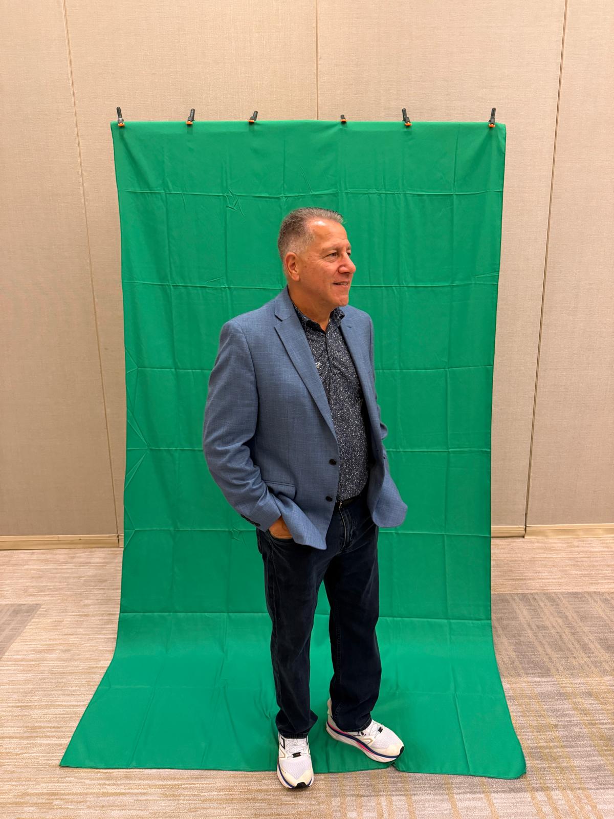 Josh Konigsberg, profile pose on the green screen