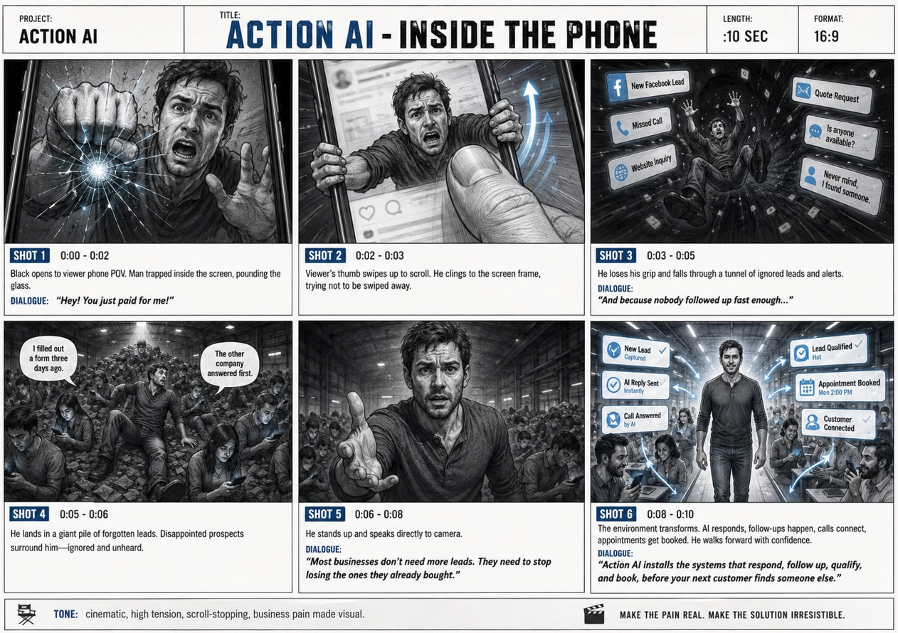 Action AI — Inside the Phone storyboard